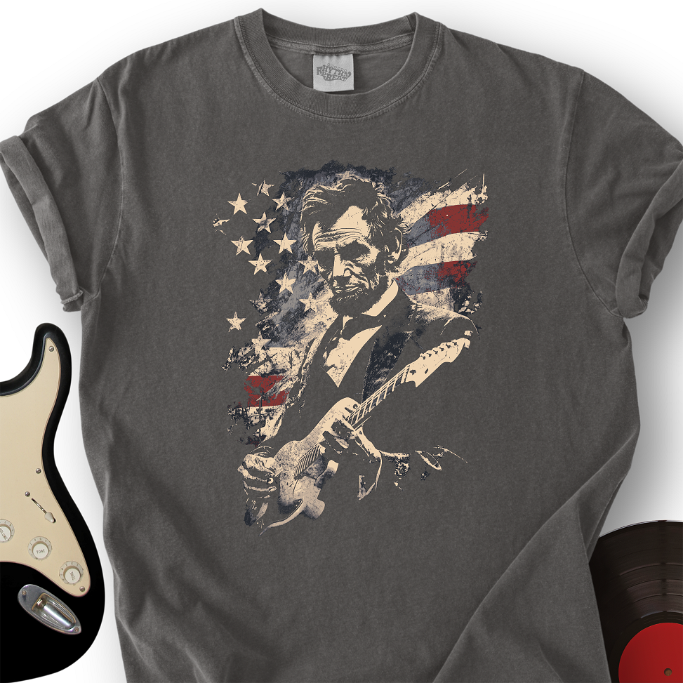America's 250th Anniversary Lincoln Rock Guitar Graphic Tee
