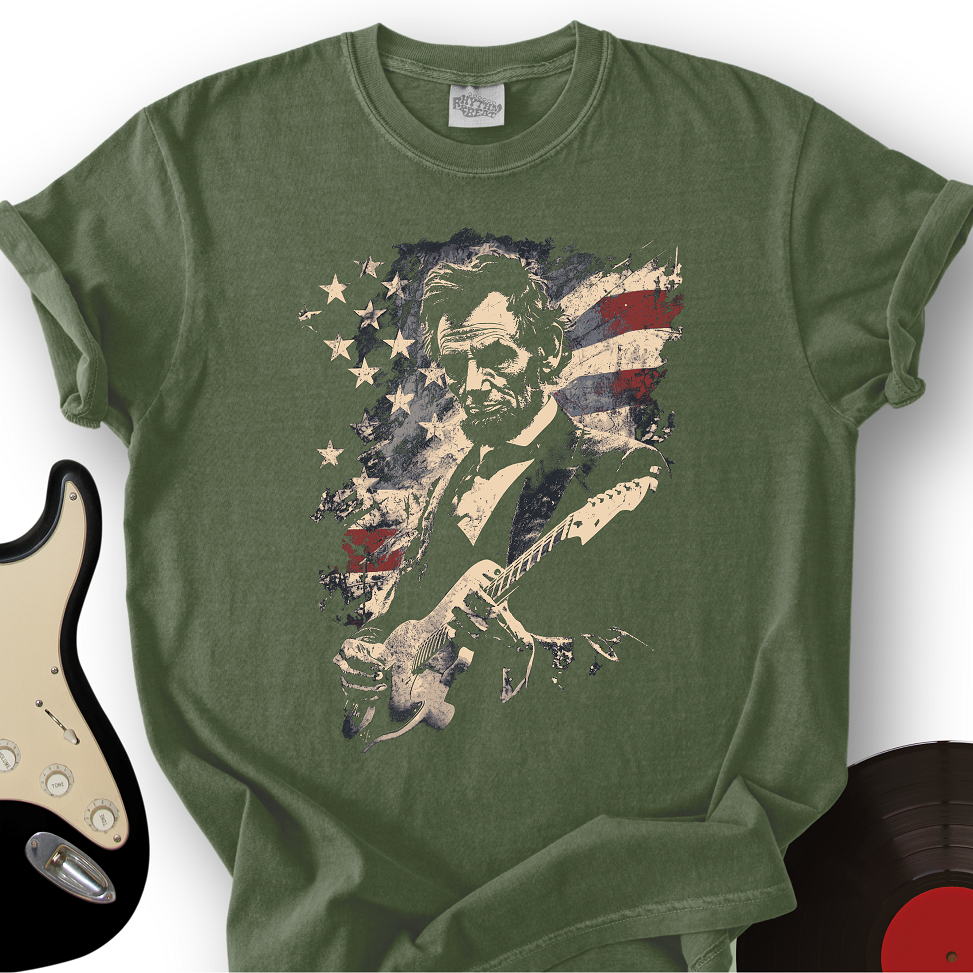 America's 250th Anniversary Lincoln Rock Guitar Graphic Tee