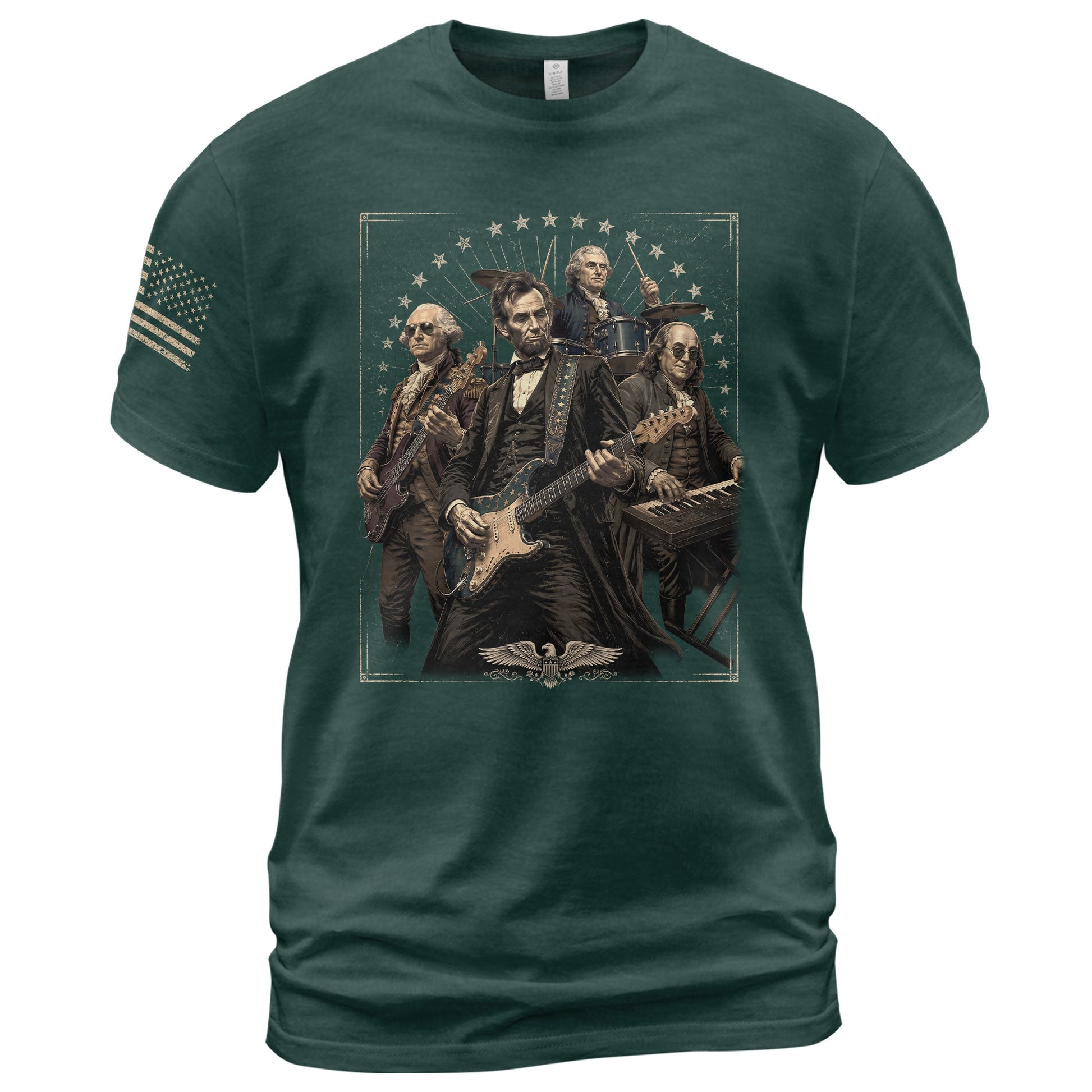 Presidents Rock Band Shirt Funny Patriotic Founding Fathers Graphic Tee