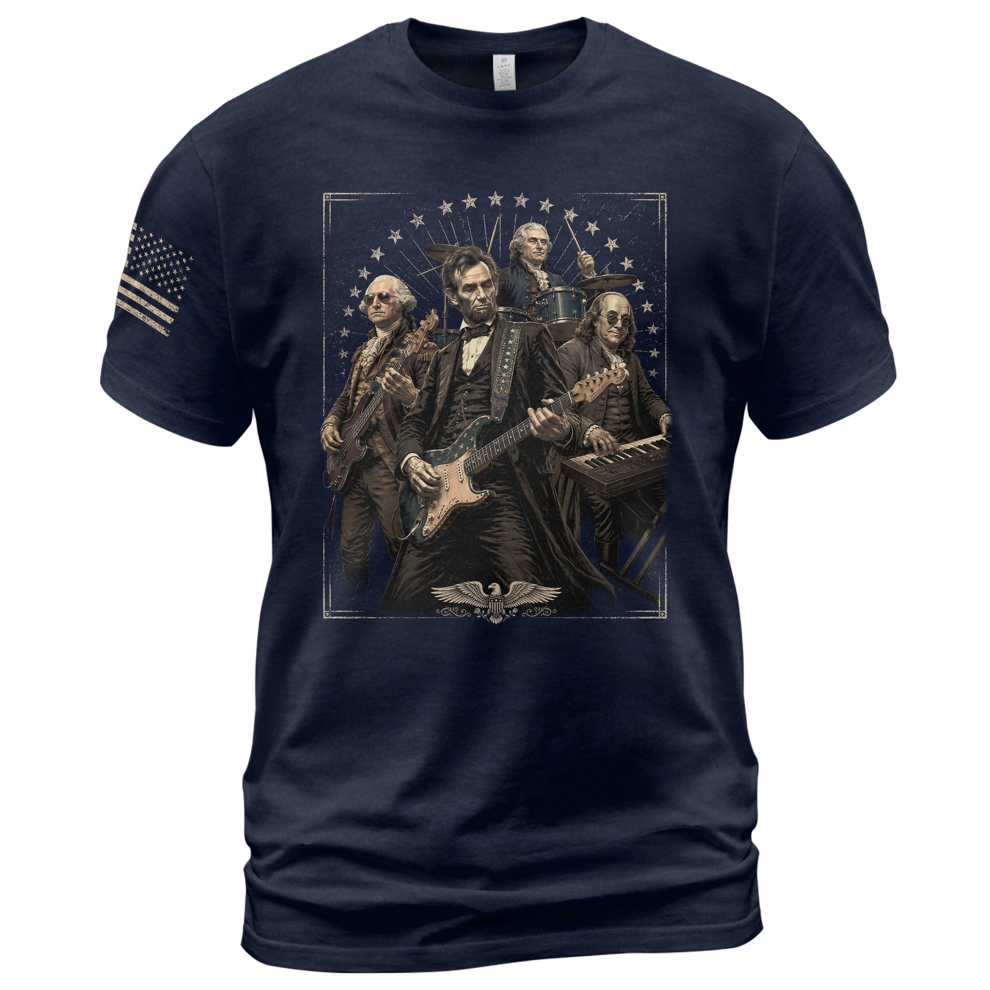 Presidents Rock Band Shirt Funny Patriotic Founding Fathers Graphic Tee