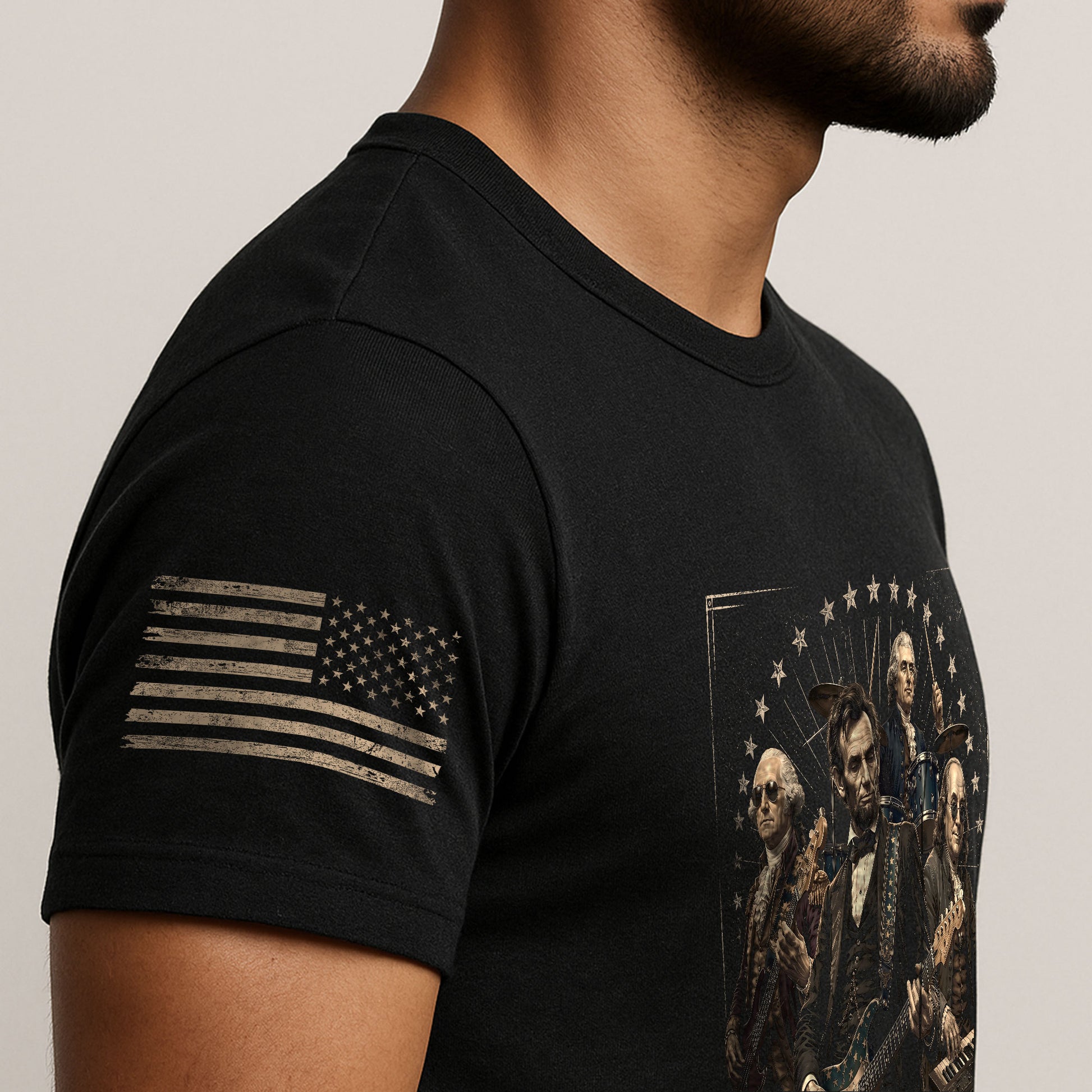 Presidents Rock Band Shirt Funny Patriotic Founding Fathers Graphic Tee