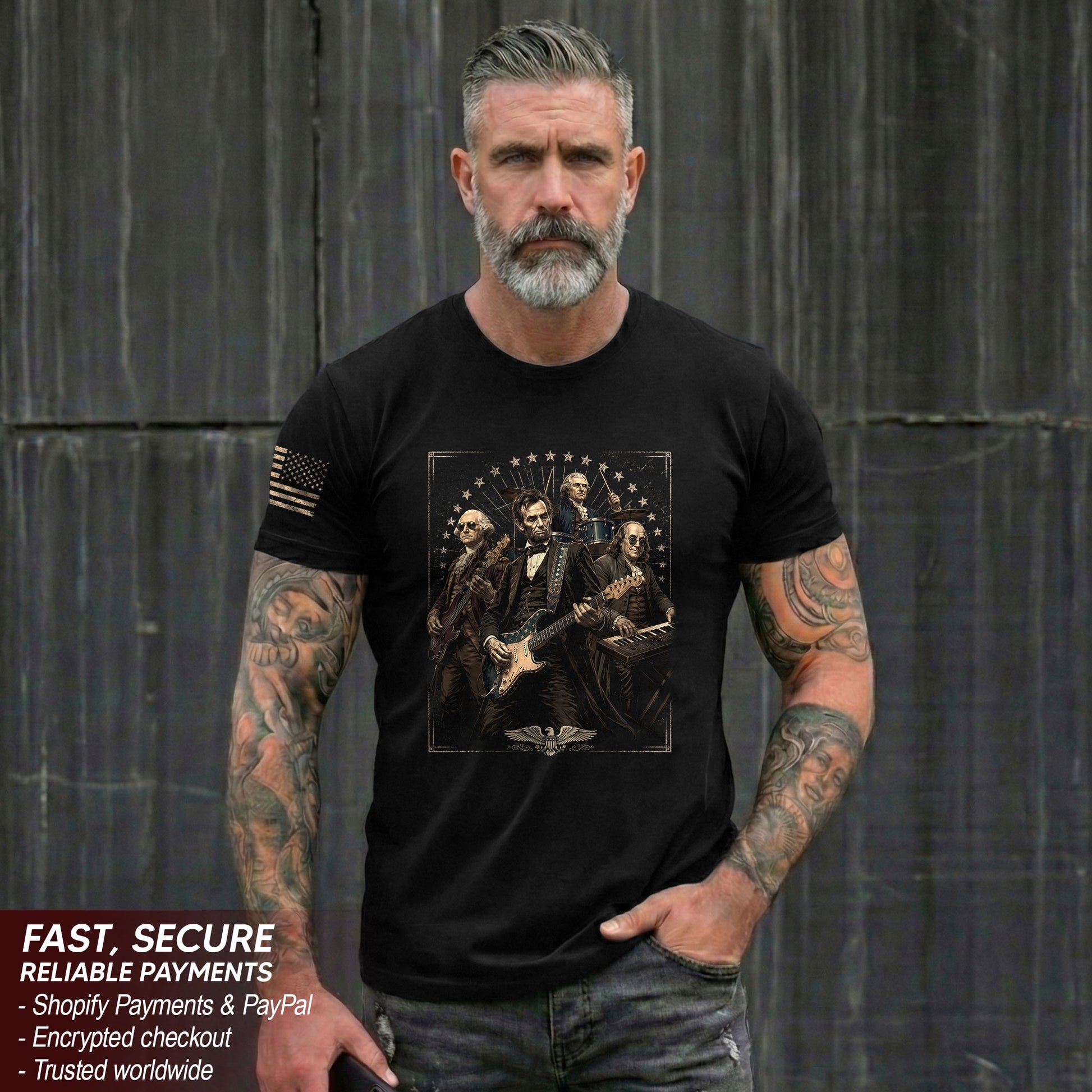 Presidents Rock Band Shirt Funny Patriotic Founding Fathers Graphic Tee