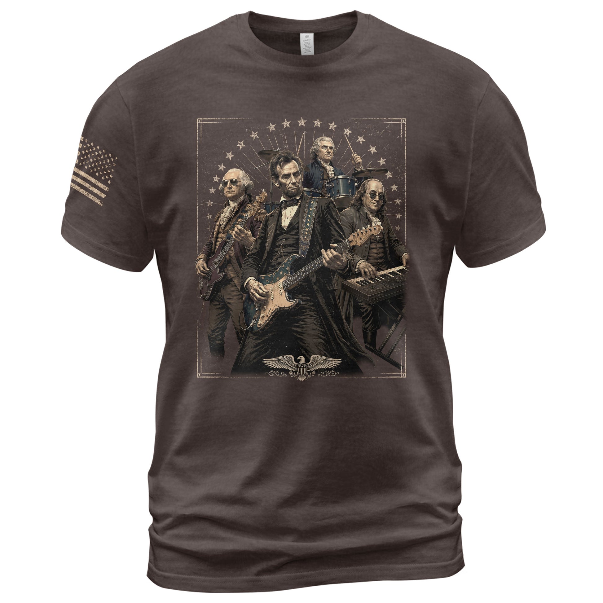 Presidents Rock Band Shirt Funny Patriotic Founding Fathers Graphic Tee