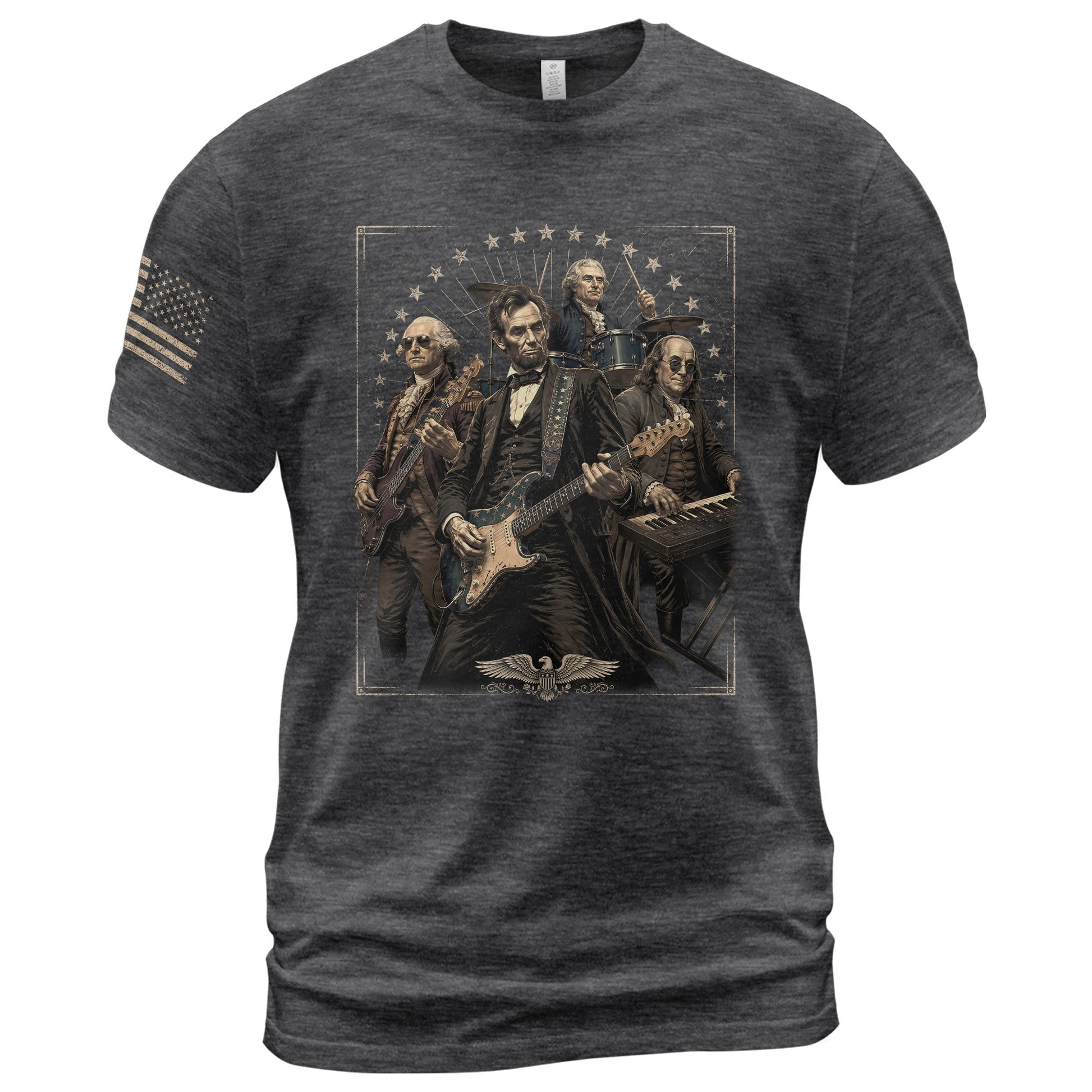 Presidents Rock Band Shirt Funny Patriotic Founding Fathers Graphic Tee