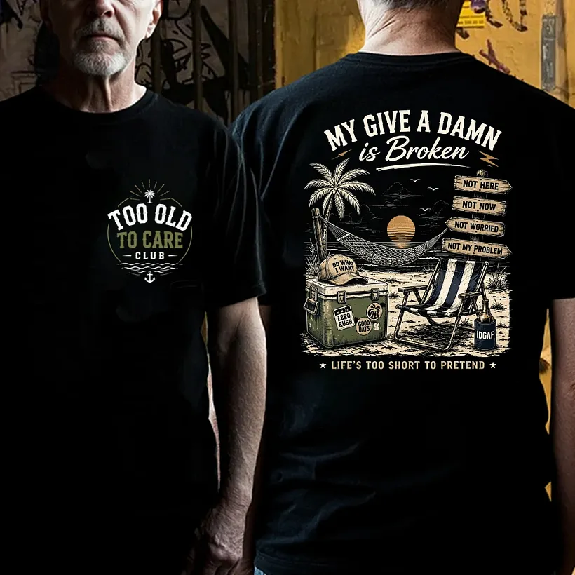 My Give A Damn Is Broken Beach Retro T-Shirt