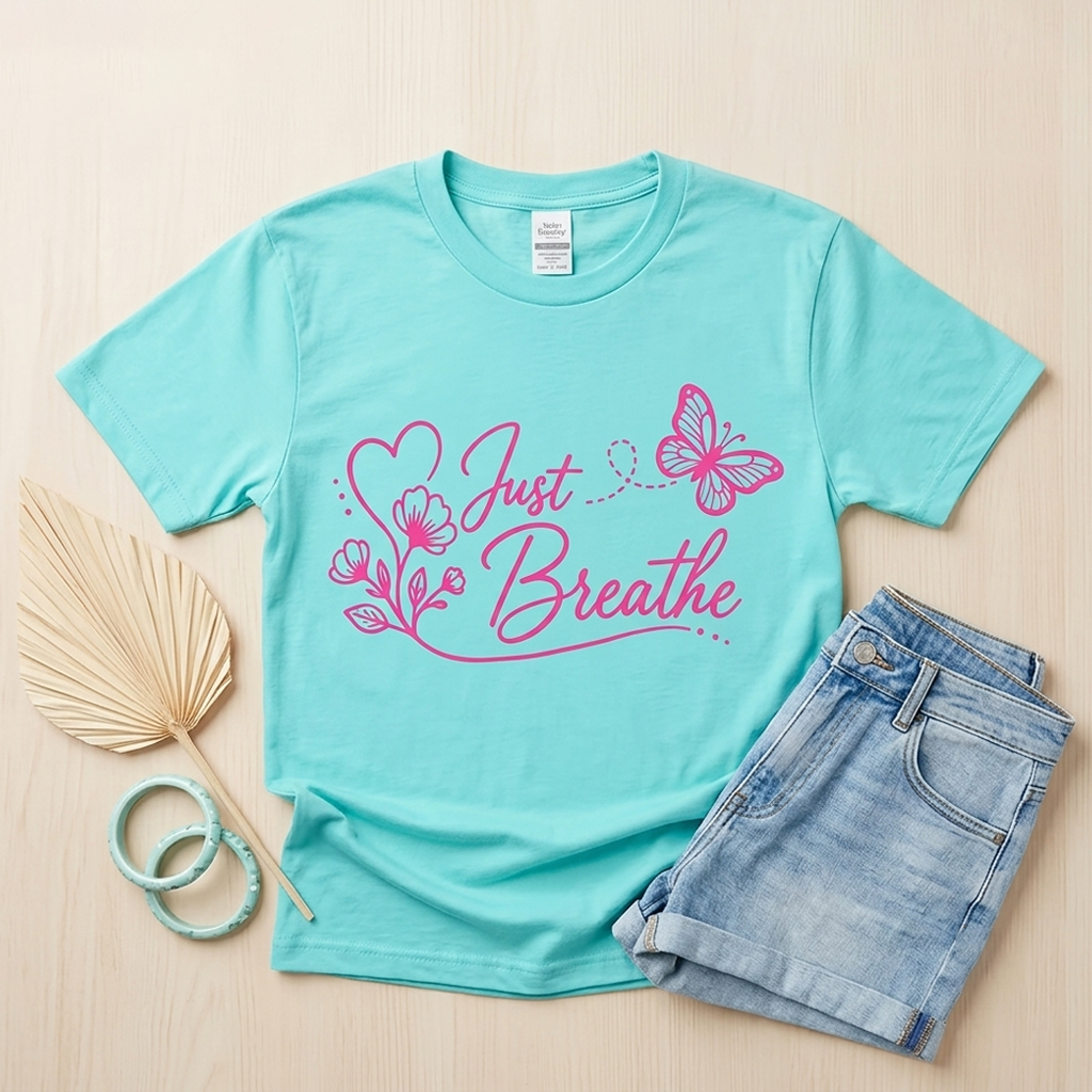 Just Breathe Aqua Tee
