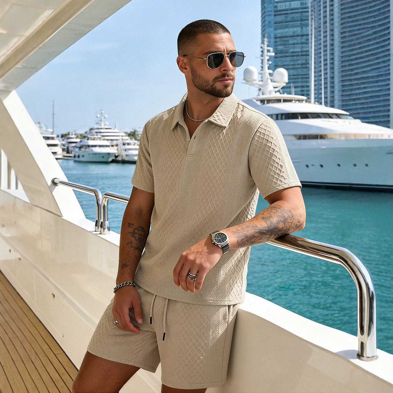 Monaco Ease™ textured Polo Set