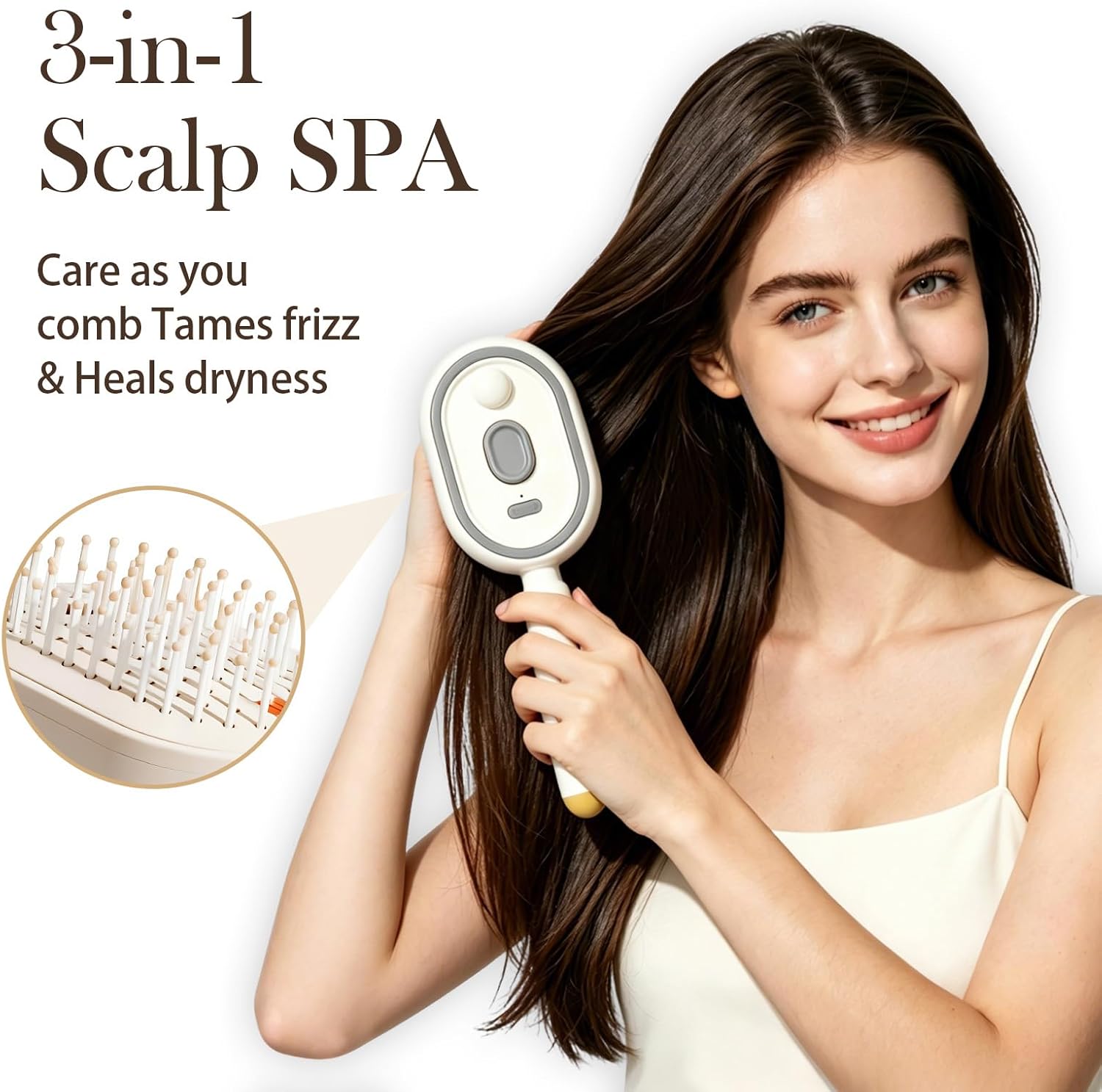 Using the electric spray massage comb in a daily hair routine