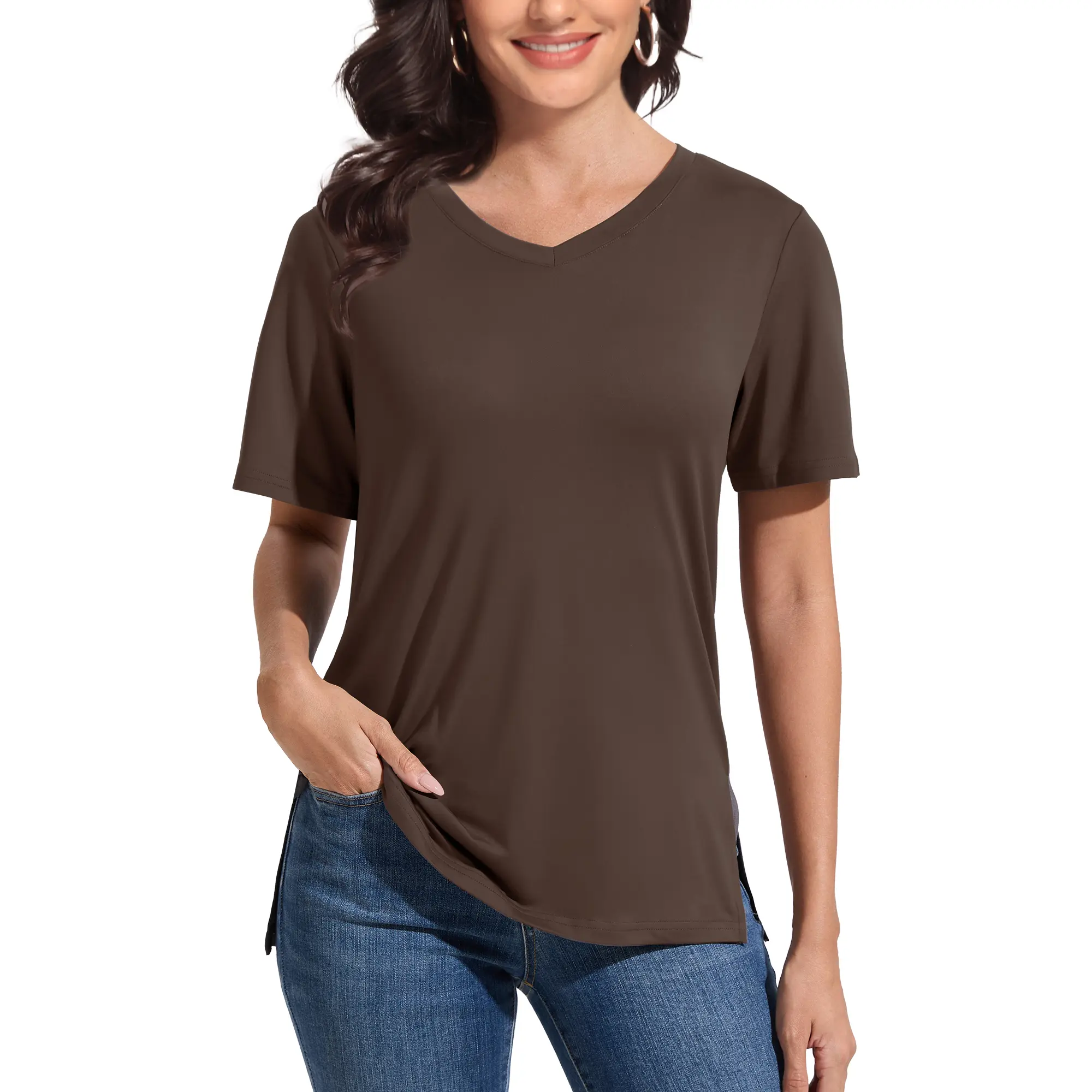 Women's Plus Size Short/Long Sleeve T-Shirts - ‌Lightweight Casual V-Neck Tops