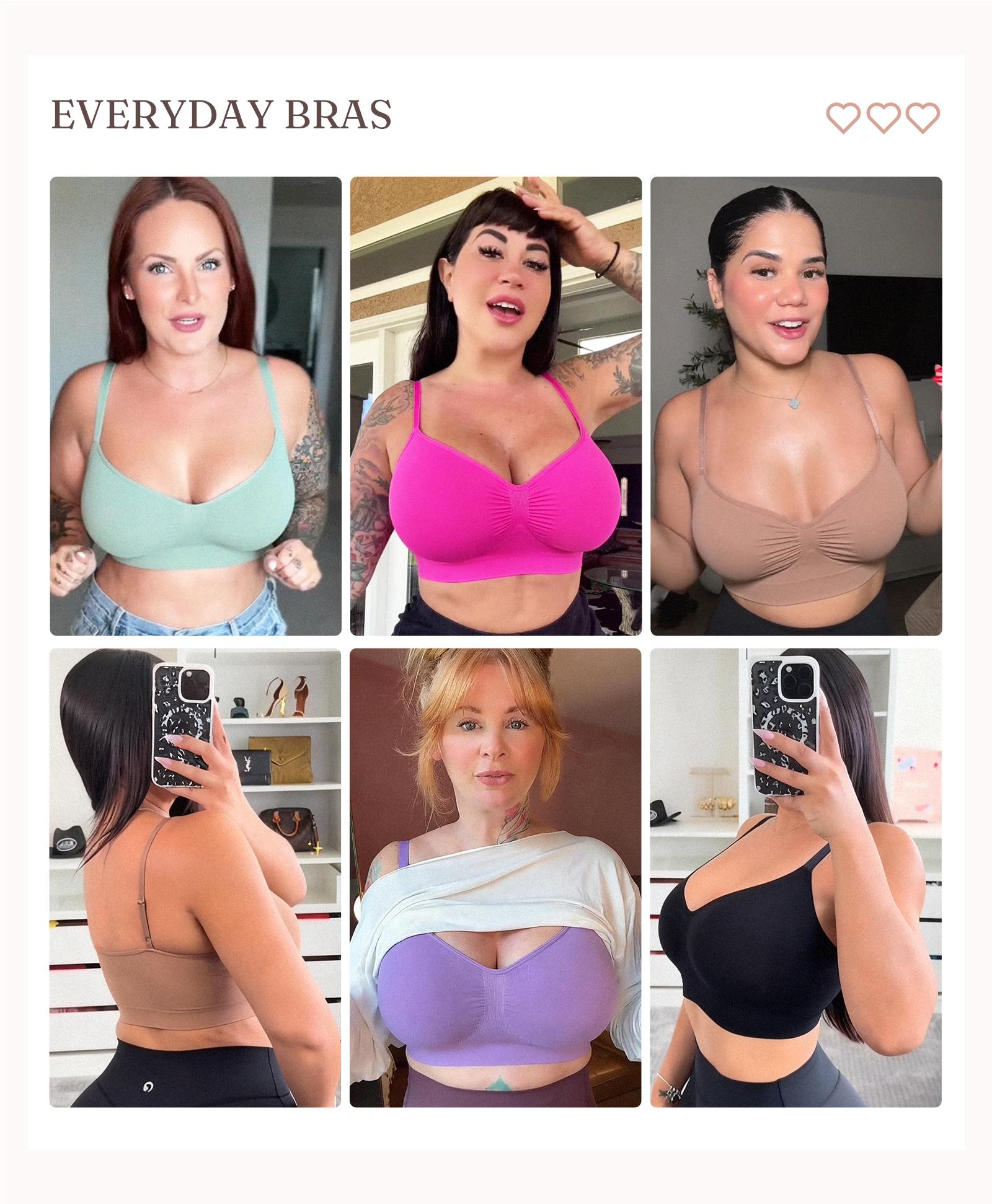 FeelinGirl Women's Wireless Bra Comfort Bralettes No Underwire Unlined Cami Bra Seamless Tshirt Bras Sports Bra Bralette Basic Comfortable Fit Womenswear Everyday Up to 44DD Summervibes