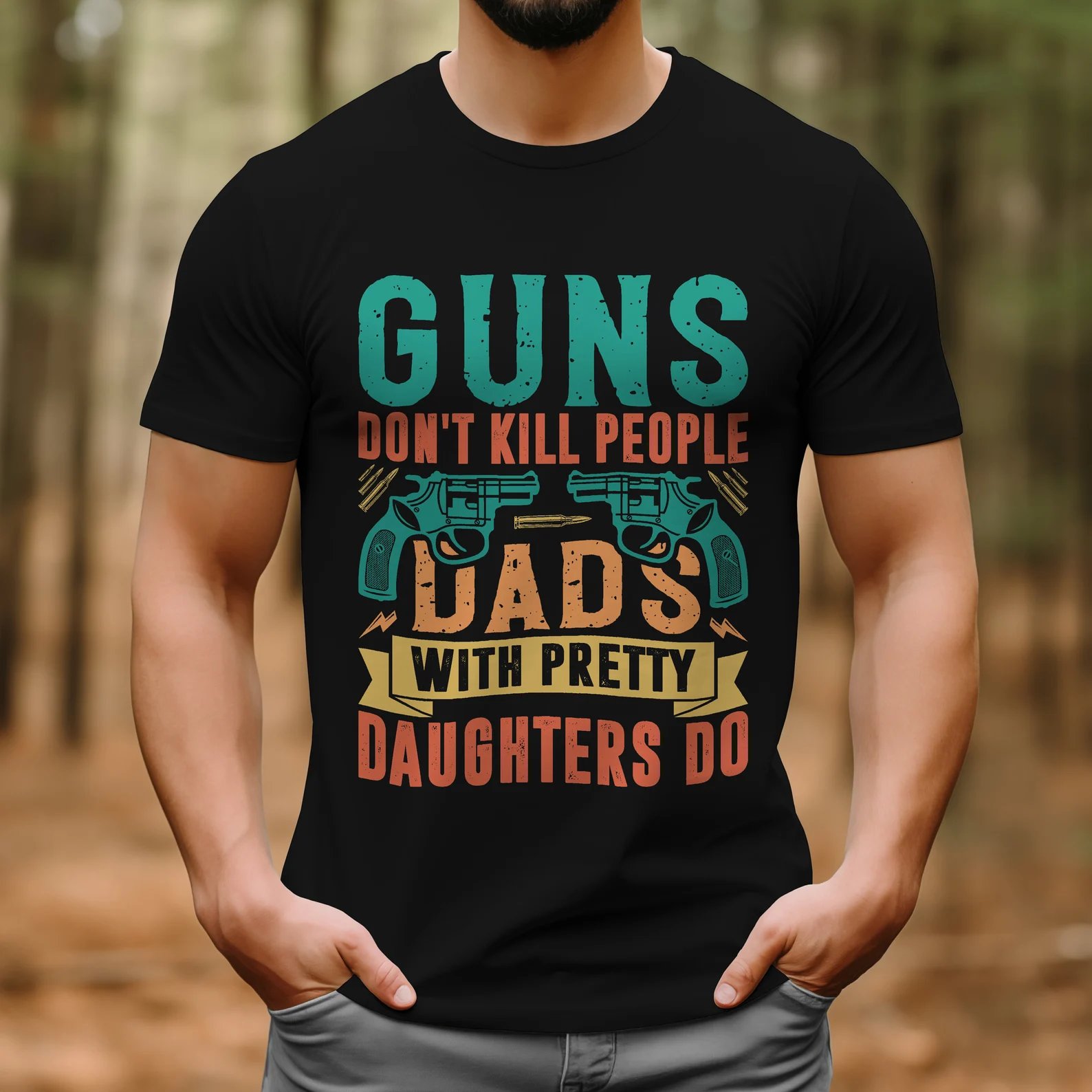 🔥Last Day 50% OFF - Guns Don’t People Grandpas With Pretty Granddaughters Do T-Shirt