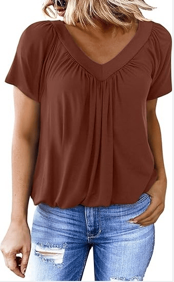 ✨Women's Casual Short Sleeve V Neck Basic T-shirts