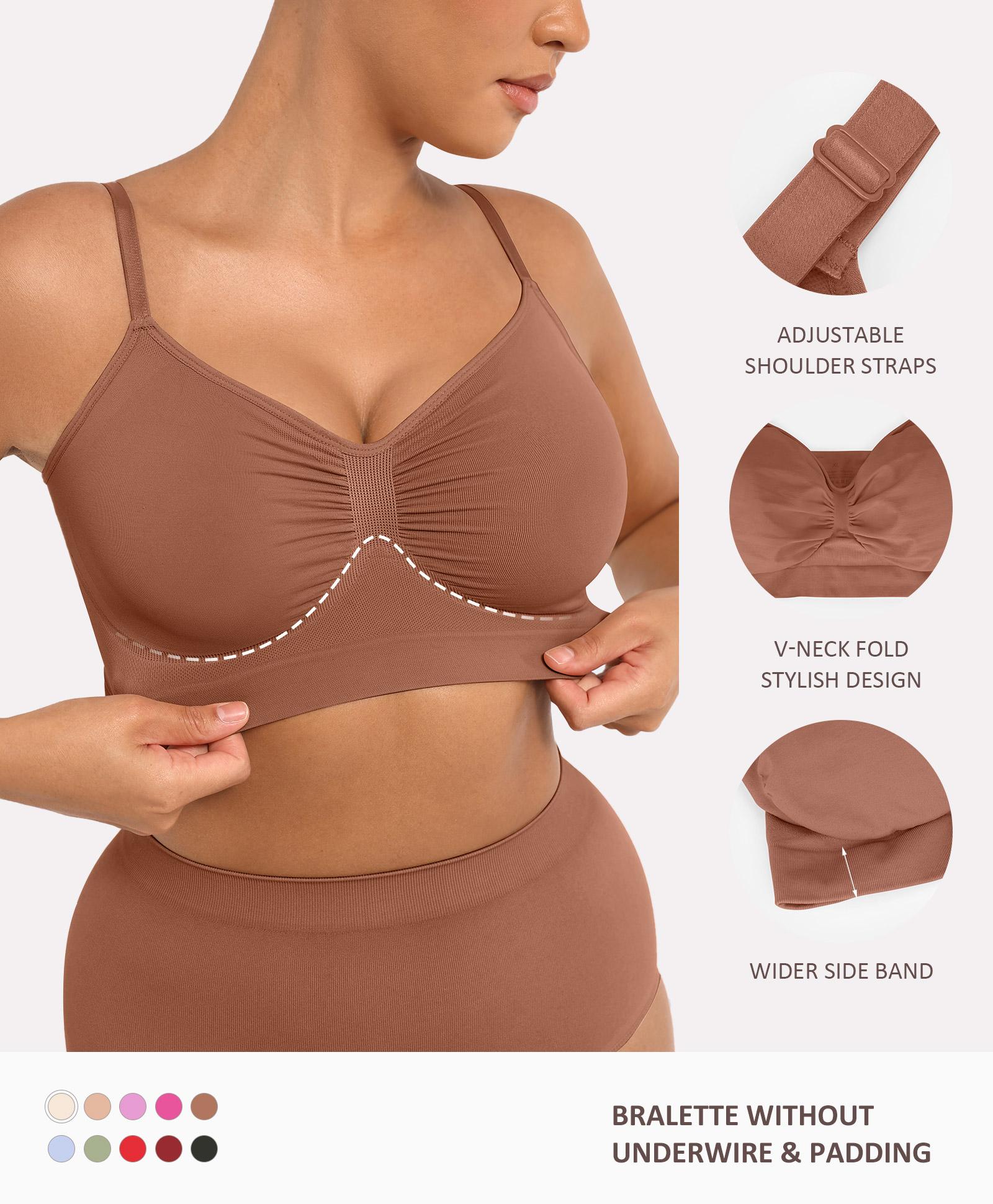 FeelinGirl Women's Wireless Bra Comfort Bralettes No Underwire Unlined Cami Bra Seamless Tshirt Bras Sports Bra Bralette Basic Comfortable Fit Womenswear Everyday Up to 44DD Summervibes