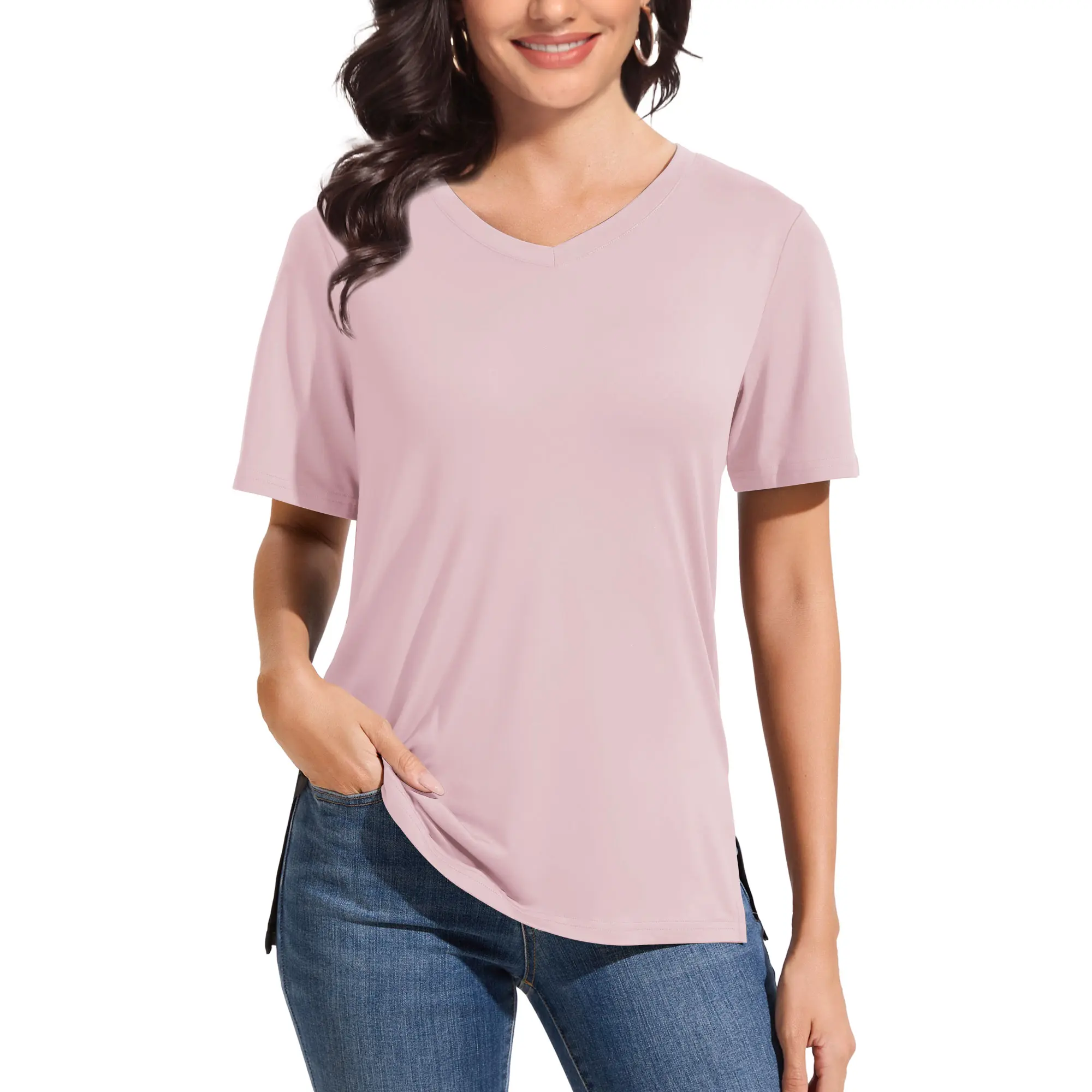 Women's Plus Size Short/Long Sleeve T-Shirts - ‌Lightweight Casual V-Neck Tops