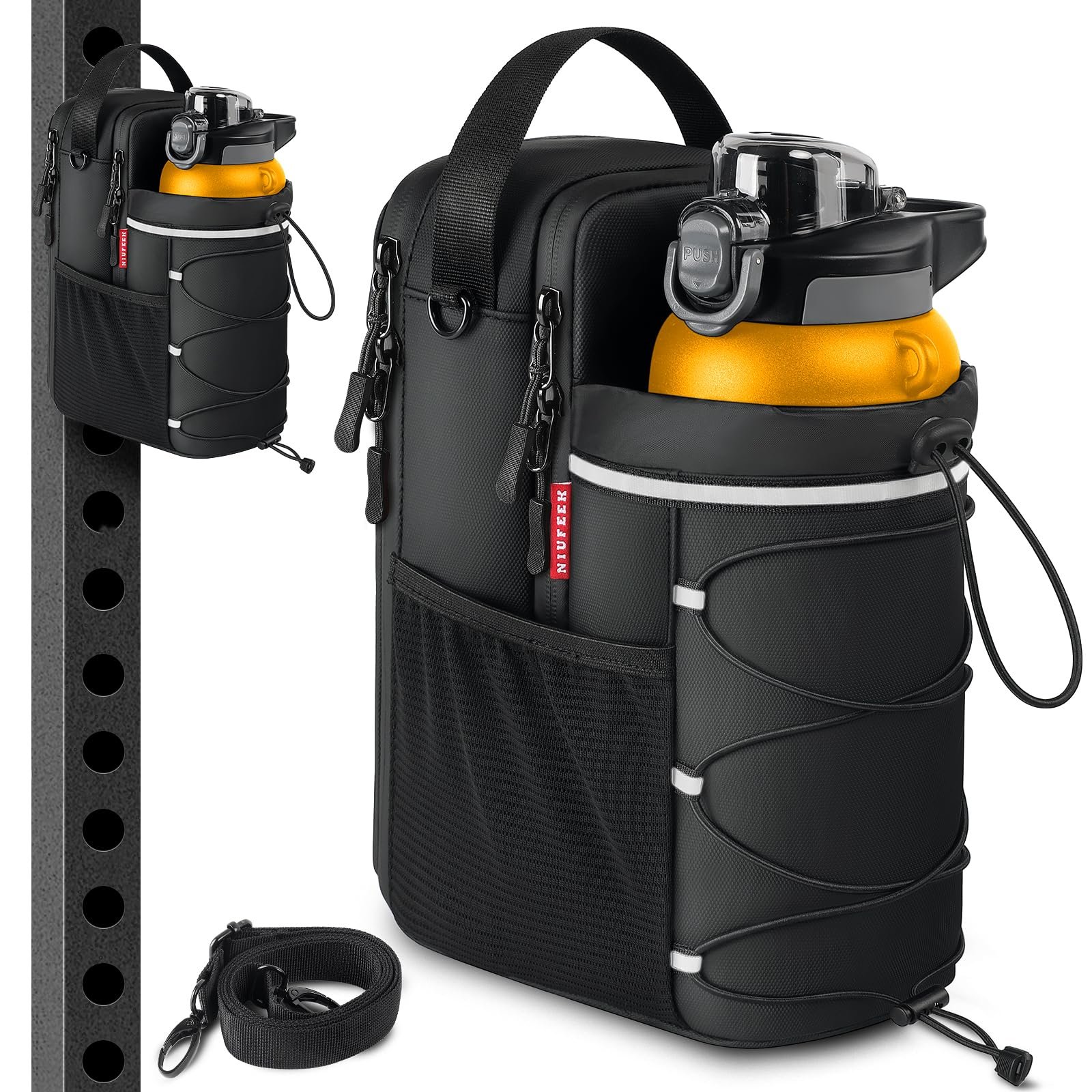 Magnetic Gym Bags with Water Bottle Holder, 4KG Non-Slip Strong Magnetic Gym Water Bottle Bag