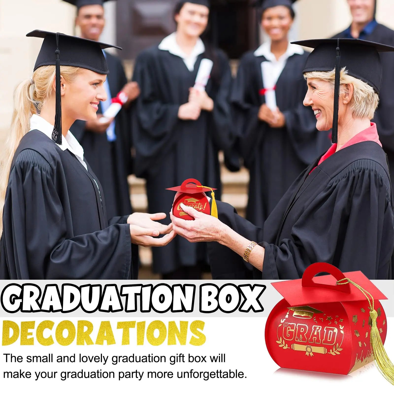 Graduation Cap Gift Boxes Graduation Decorations Class of 2026 Candy Box with Tassel for 2026 Grad Party Favors Supplies