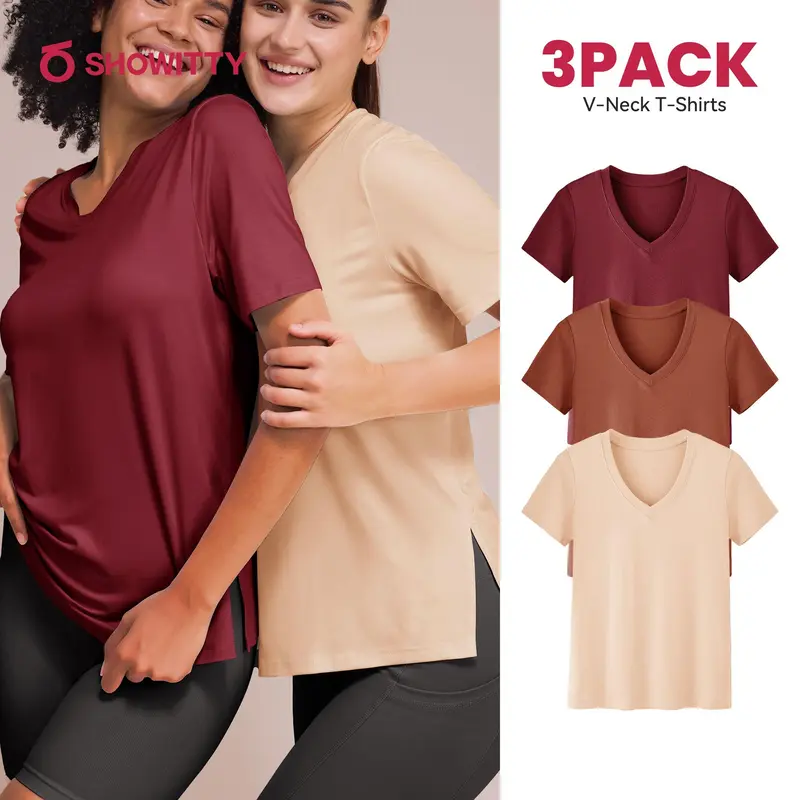 Women's Plus Size Short/Long Sleeve T-Shirts - ‌Lightweight Casual V-Neck Tops