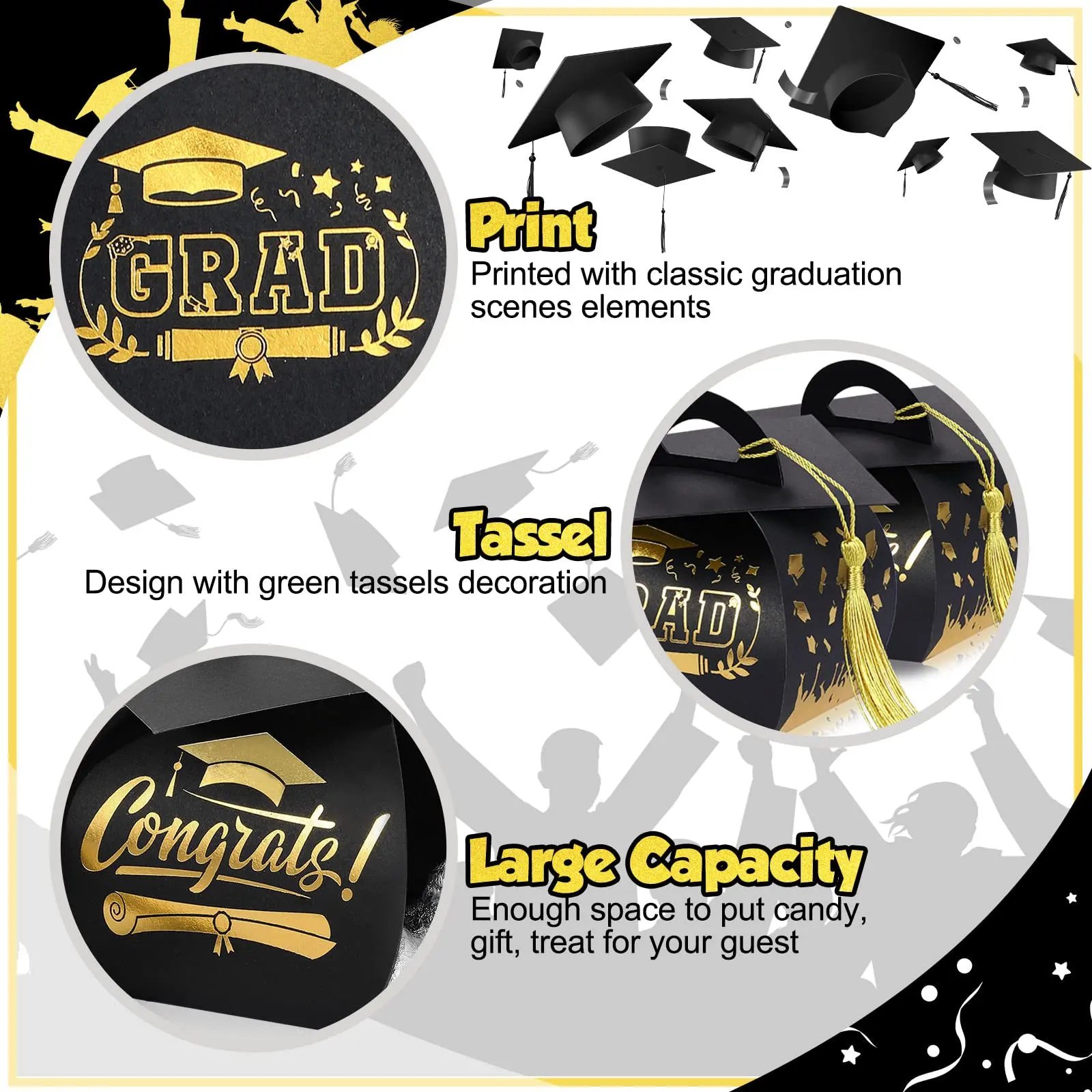 Graduation Cap Gift Boxes Graduation Decorations Class of 2026 Candy Box with Tassel for 2026 Grad Party Favors Supplies