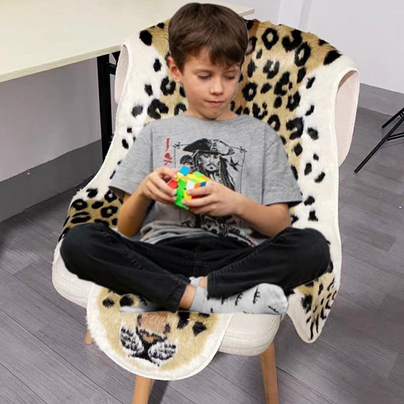 Fluffy Animal Print Chair Cover