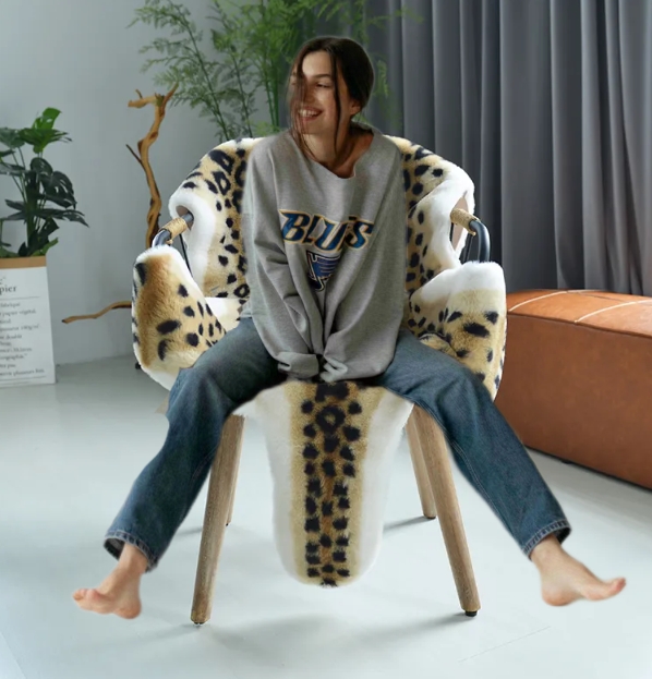 Fluffy Animal Print Chair Cover