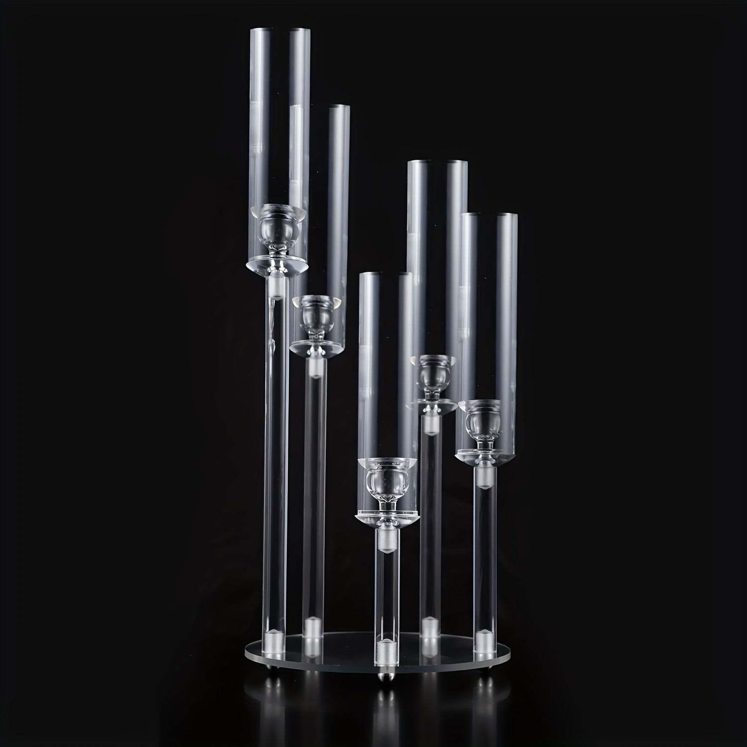 1pc 5-Arm Acrylic Candelabra Candle Holder – Elegant Clear Tabletop Centerpiece