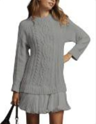🔥 2025 Hot Sale 🔥🎁🧥 Women's Round Neck Cable Knit Sweater Mini Skirt