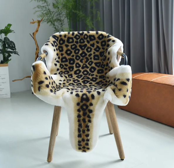 Fluffy Animal Print Chair Cover