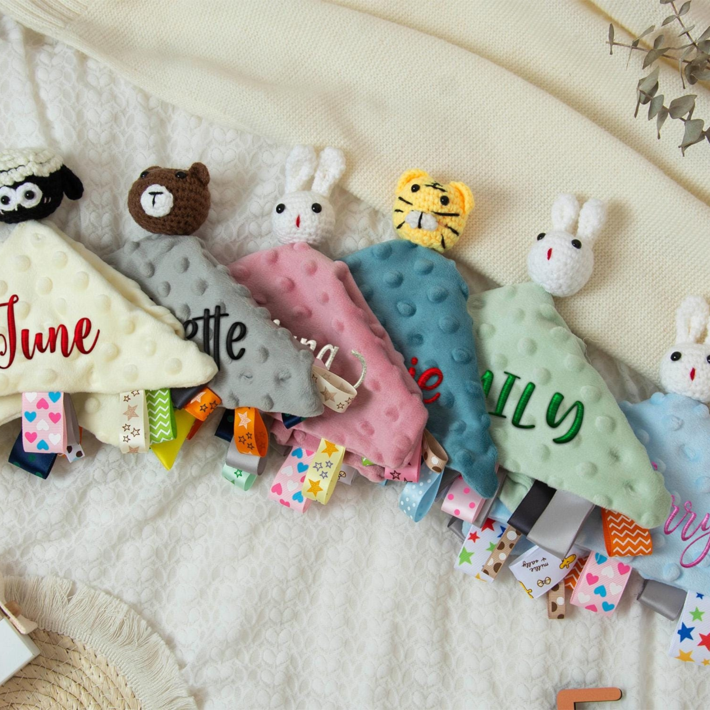 Personalized Embroidered Baby Lovely Animal Security Blankets