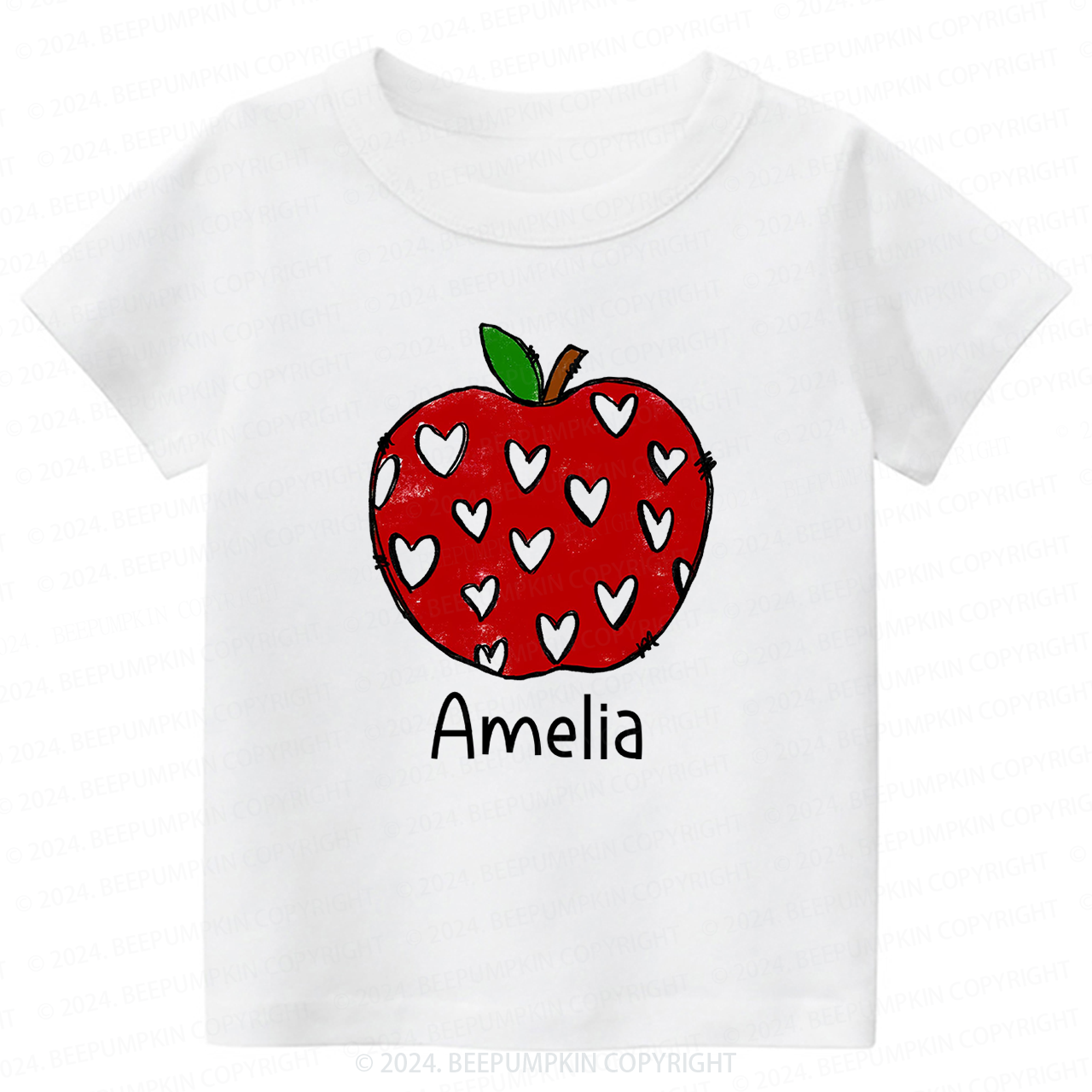 Red Apple With Hearts Back To School Shirt