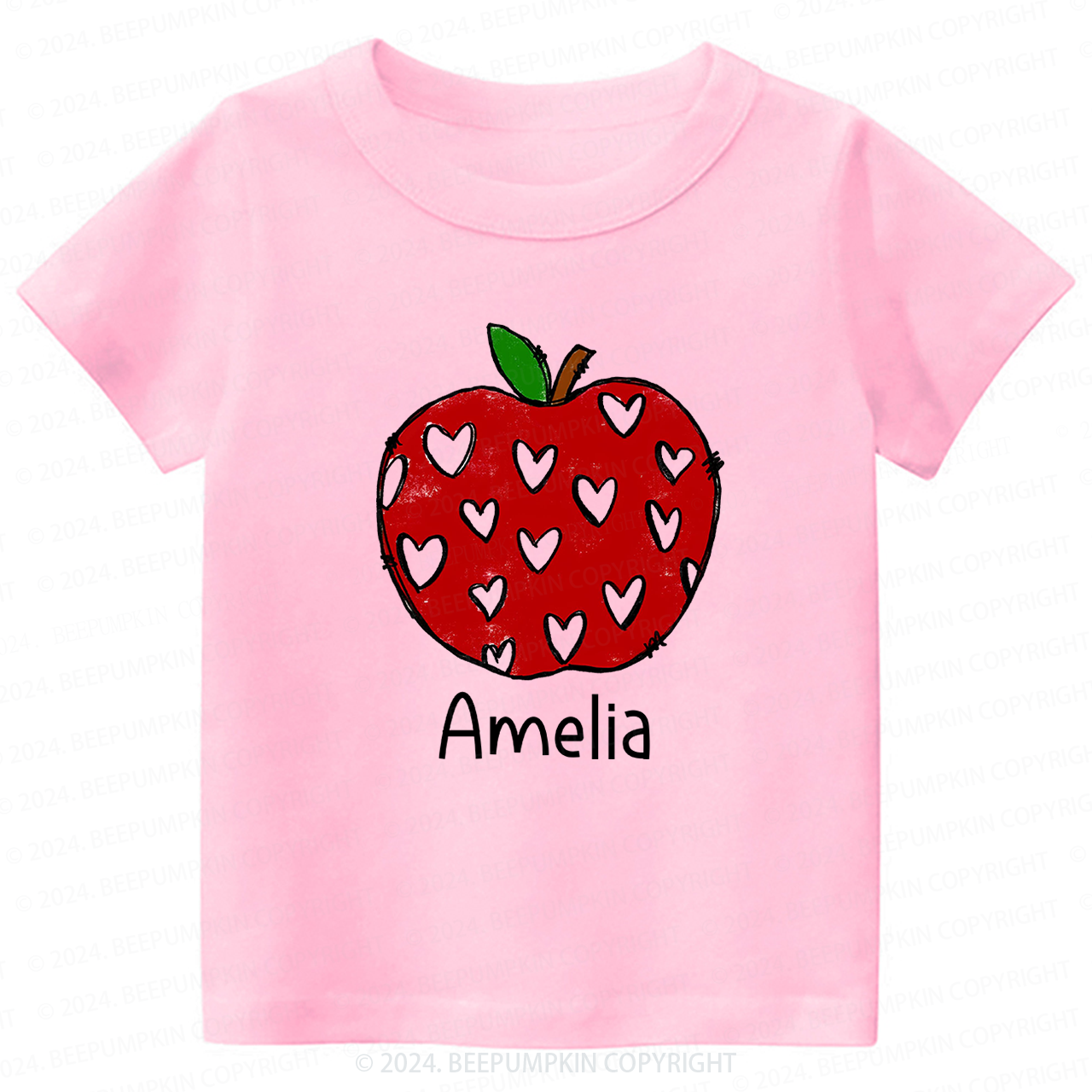 Red Apple With Hearts Back To School Shirt