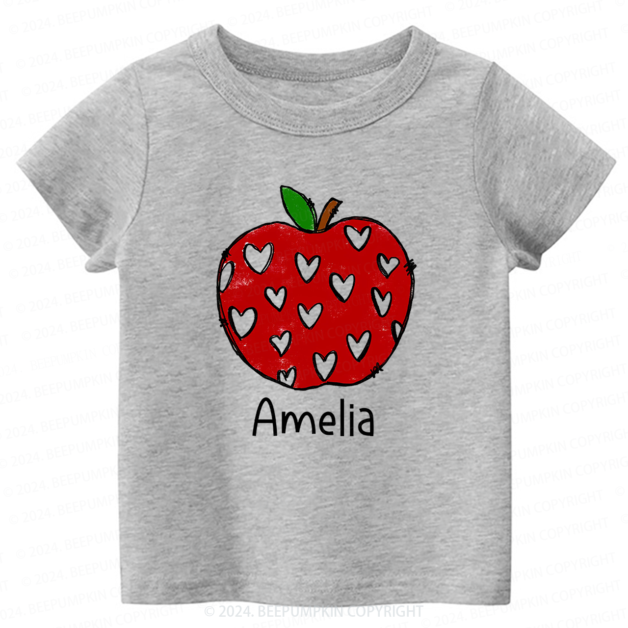 Red Apple With Hearts Back To School Shirt
