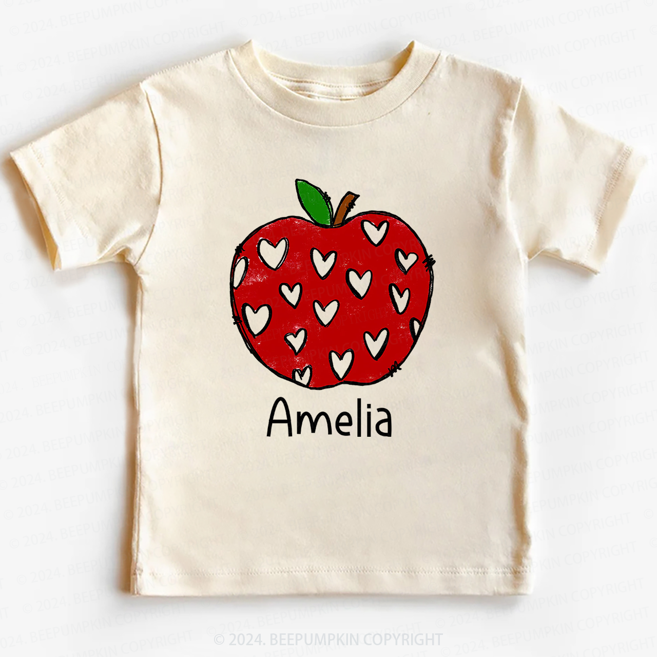 Red Apple With Hearts Back To School Shirt