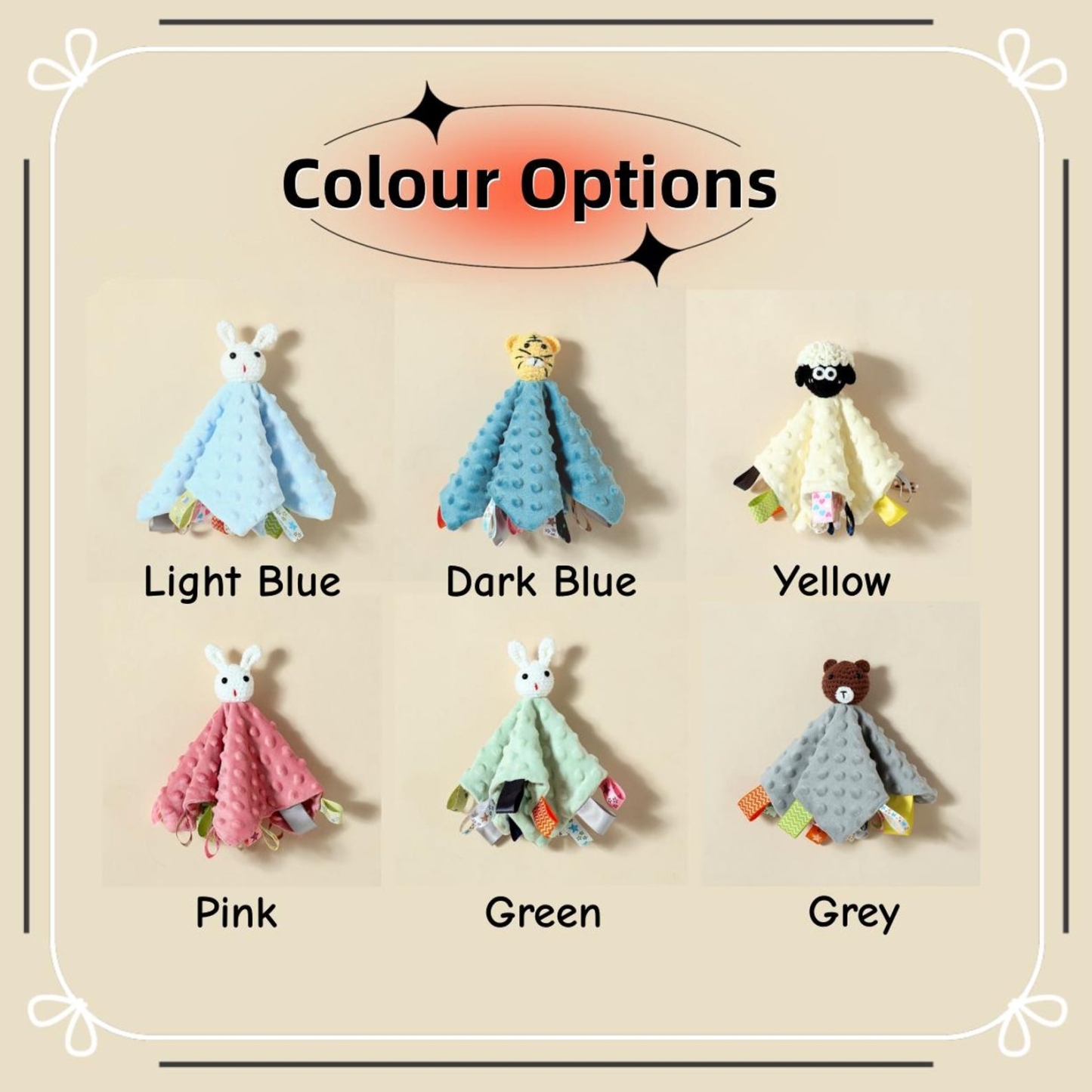 Personalized Embroidered Baby Lovely Animal Security Blankets