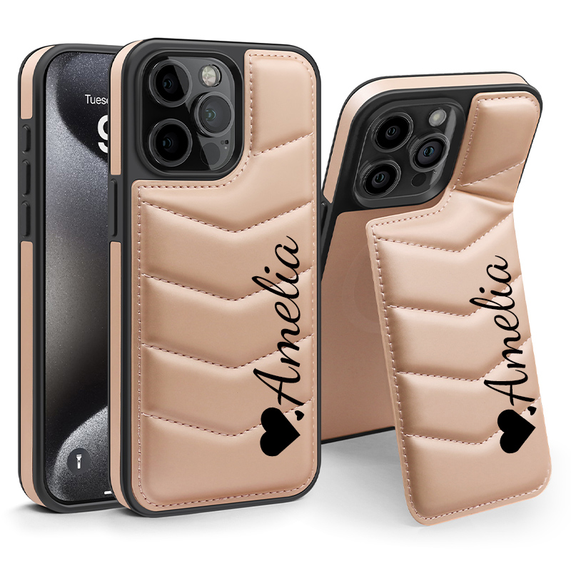 Luxurious Lycra Down Leather Magnetic Invisible Stand iPhone Case