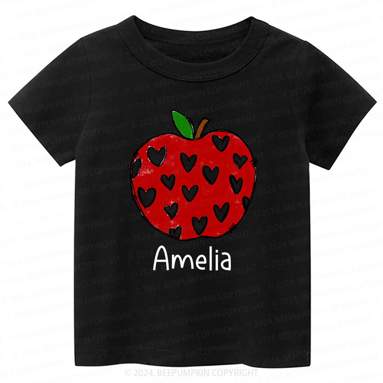 Red Apple With Hearts Back To School Shirt