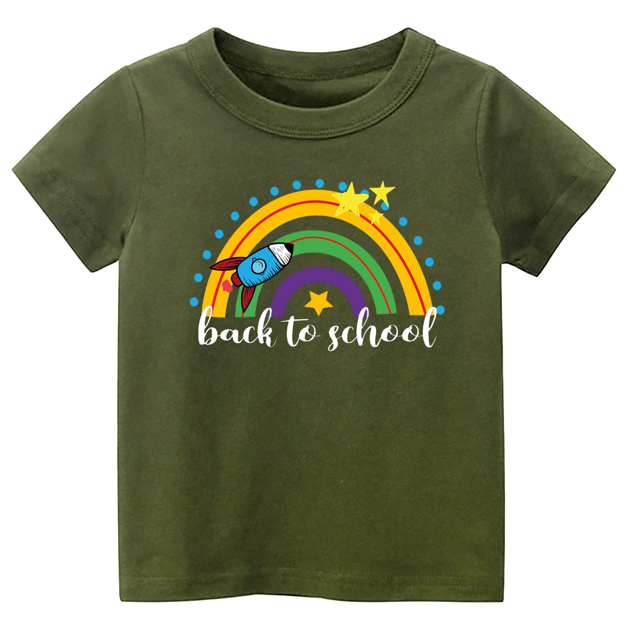 Rocket Rainbow Back To School Kids T-Shirt
