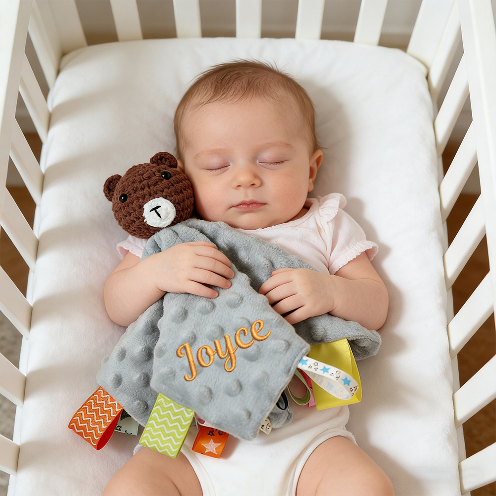 Personalized Embroidered Baby Lovely Animal Security Blankets