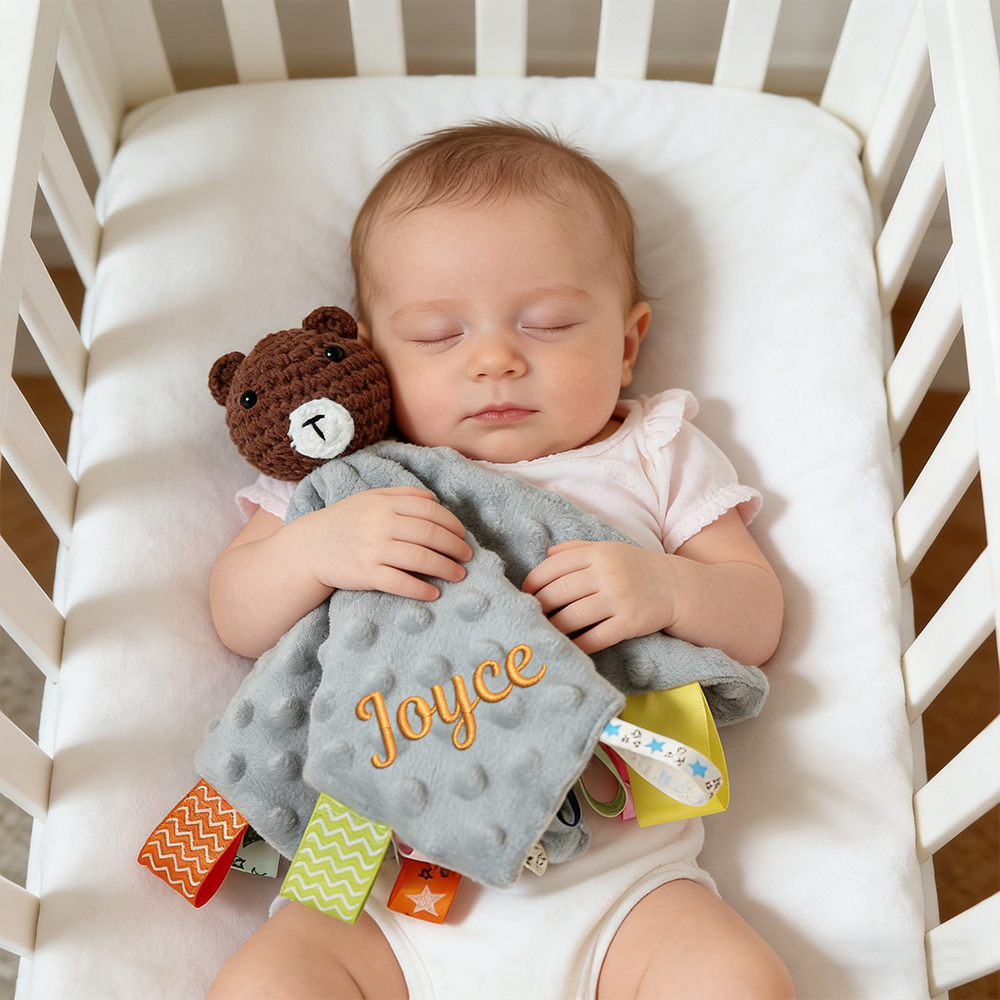 Personalized Embroidered Baby Lovely Animal Security Blankets