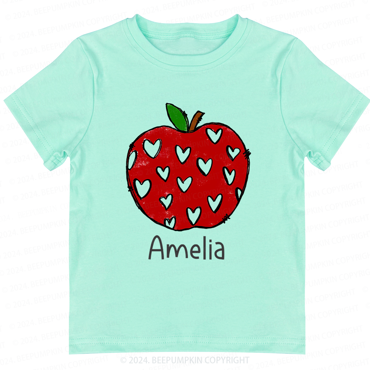 Red Apple With Hearts Back To School Shirt