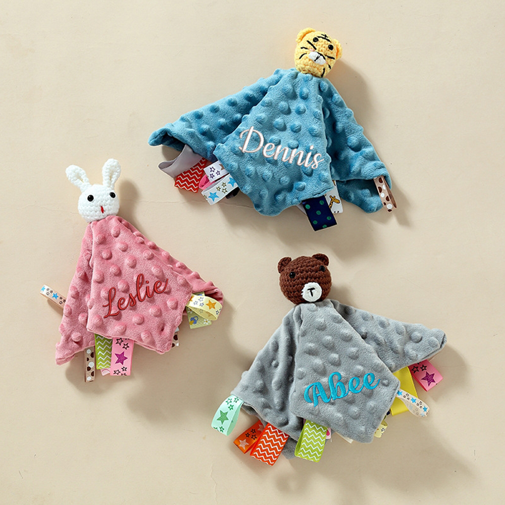 Personalized Embroidered Baby Lovely Animal Security Blankets