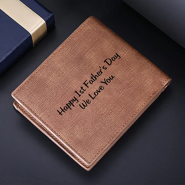 Personalized 1-12 Fists Bump Leather Wallet with Engraved Names Father's Day Birthday Gift for Dad Grandpa