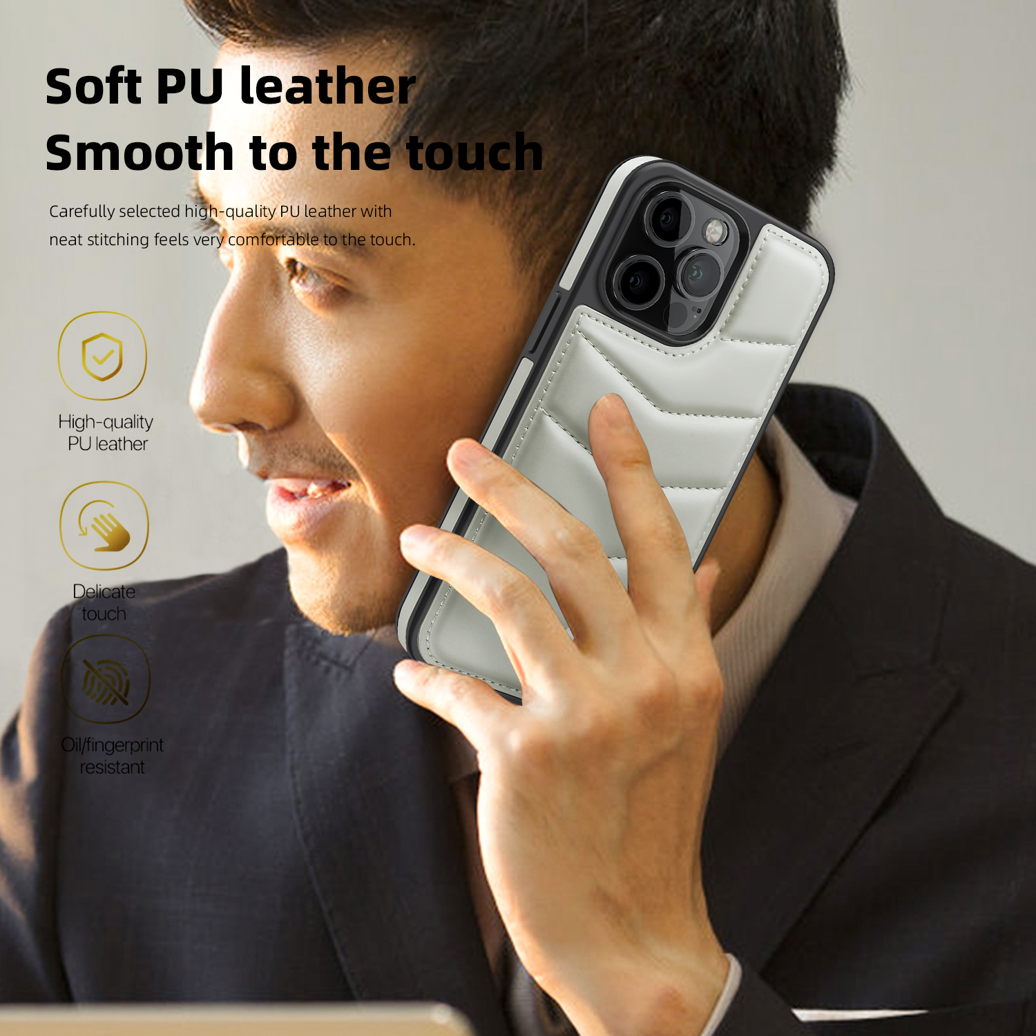 💝Personalized Leather textured flip phone case