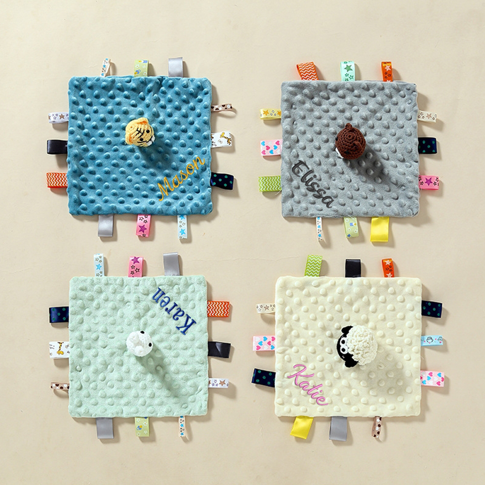 Personalized Embroidered Baby Lovely Animal Security Blankets