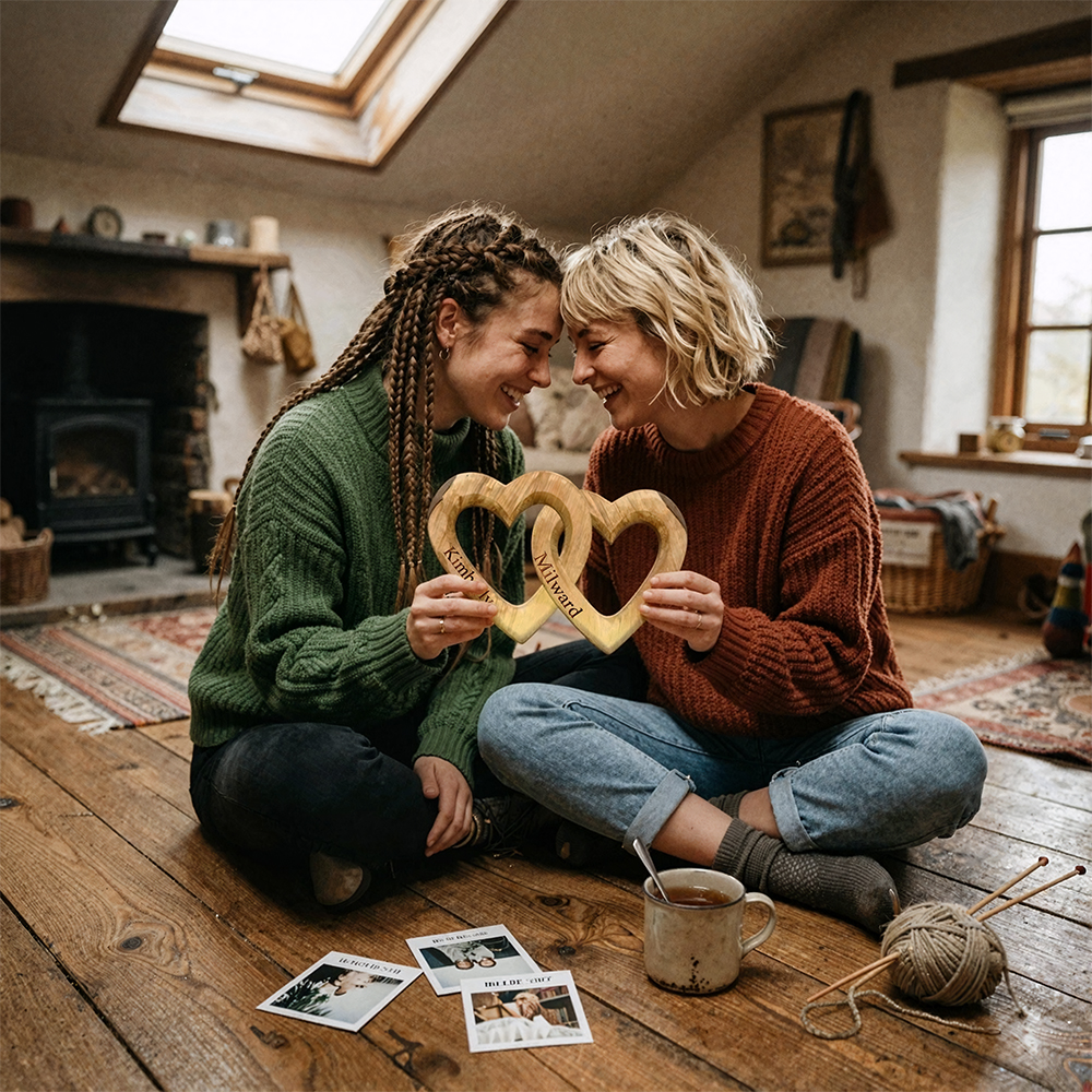 Personalized Interlocking Hearts - Celebrates Friendships Sisters