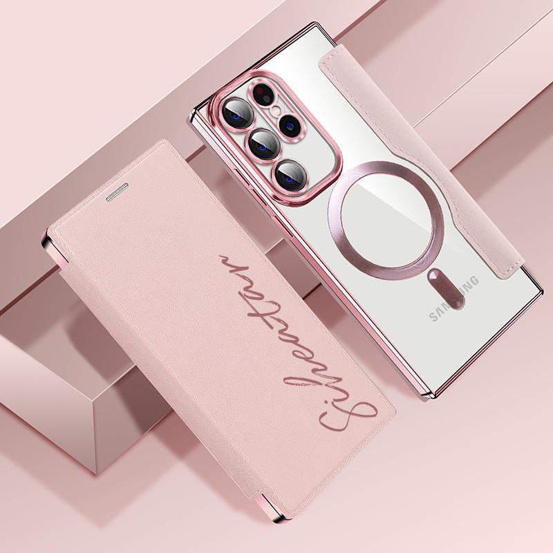 Personalized Leather textured flip phone case