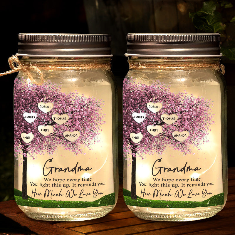It Reminds You How Much We Love You - Family Personalized Custom Mason Jar Light - Gift For Mom, Grandma