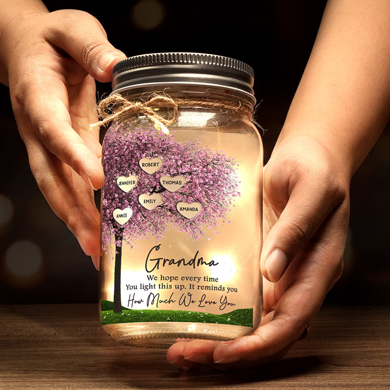 It Reminds You How Much We Love You - Family Personalized Custom Mason Jar Light - Gift For Mom, Grandma