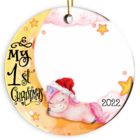 My First Christmas Elephant - Personalized Photo Ceramic Ornament