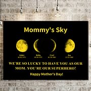 Custom Moon Phase Frame With Text & Date- Custom Art Frame for Mom - Mommy's Universe