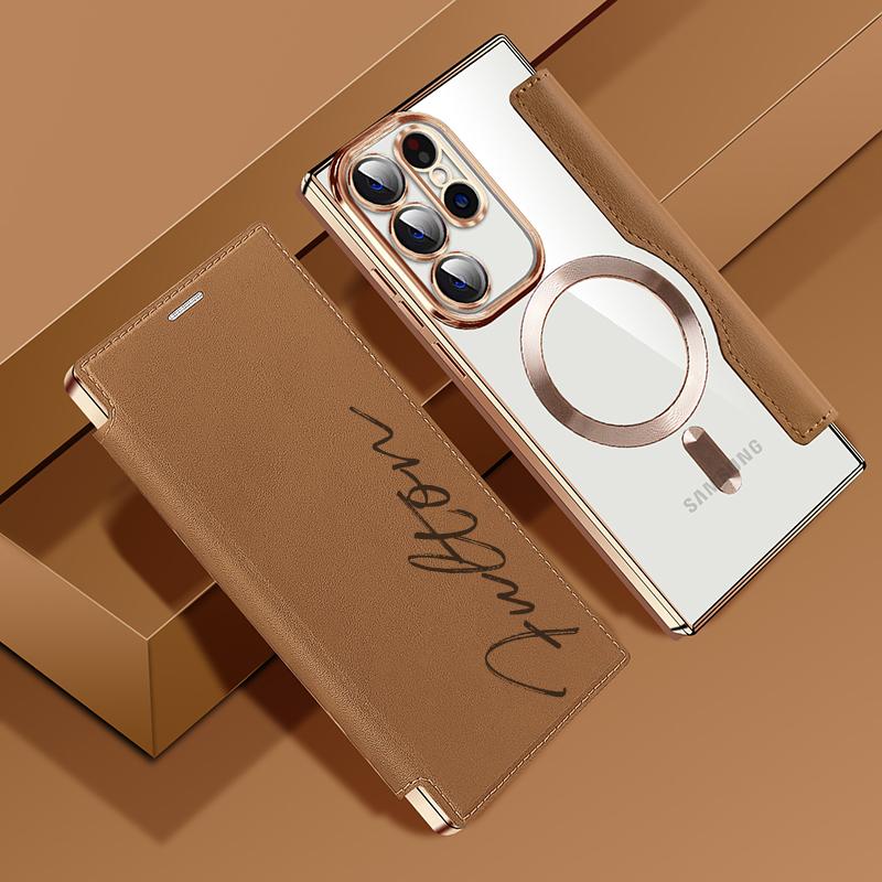 Personalized Leather textured flip phone case